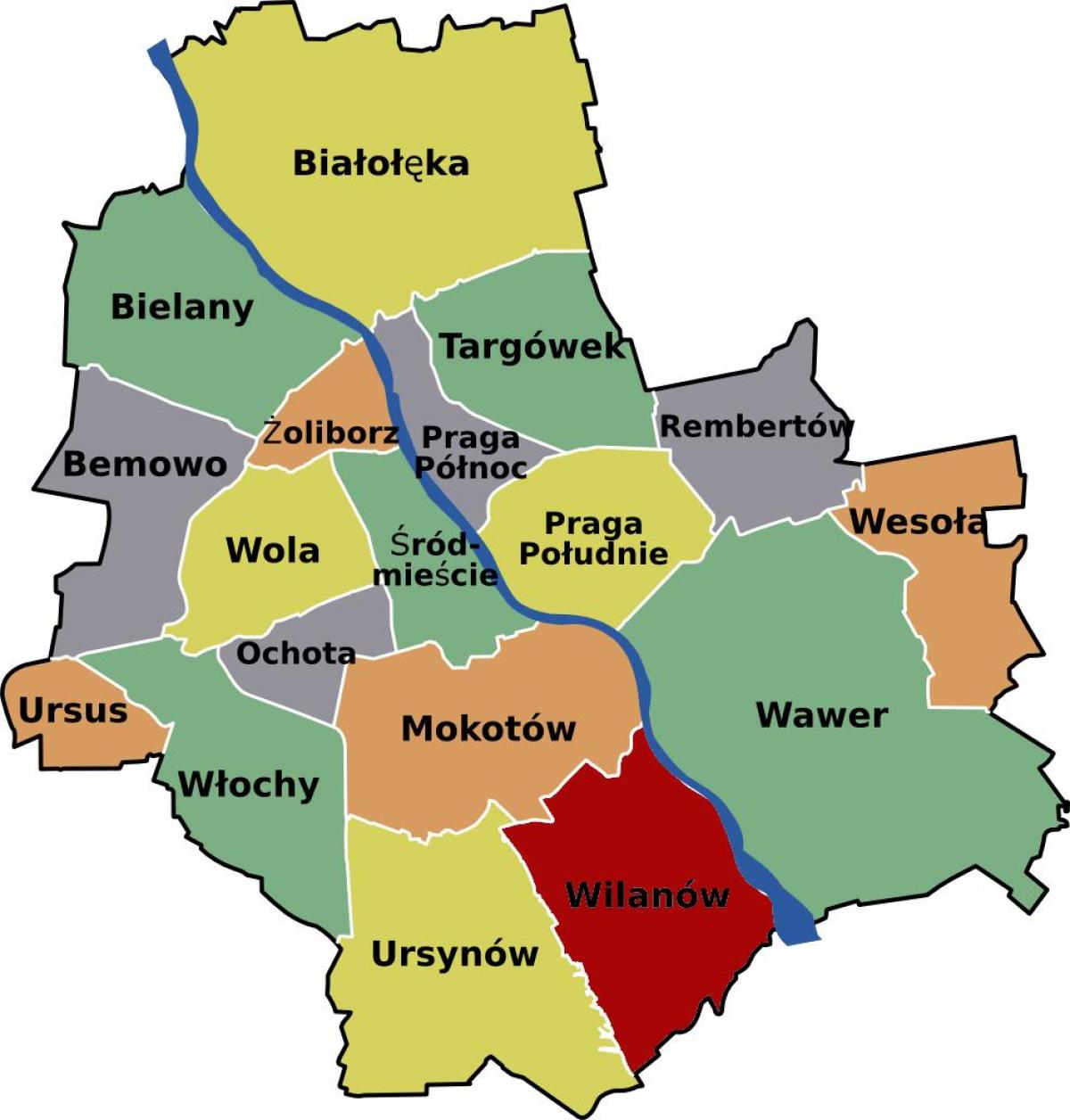 Varşova haritası mahalleleri 