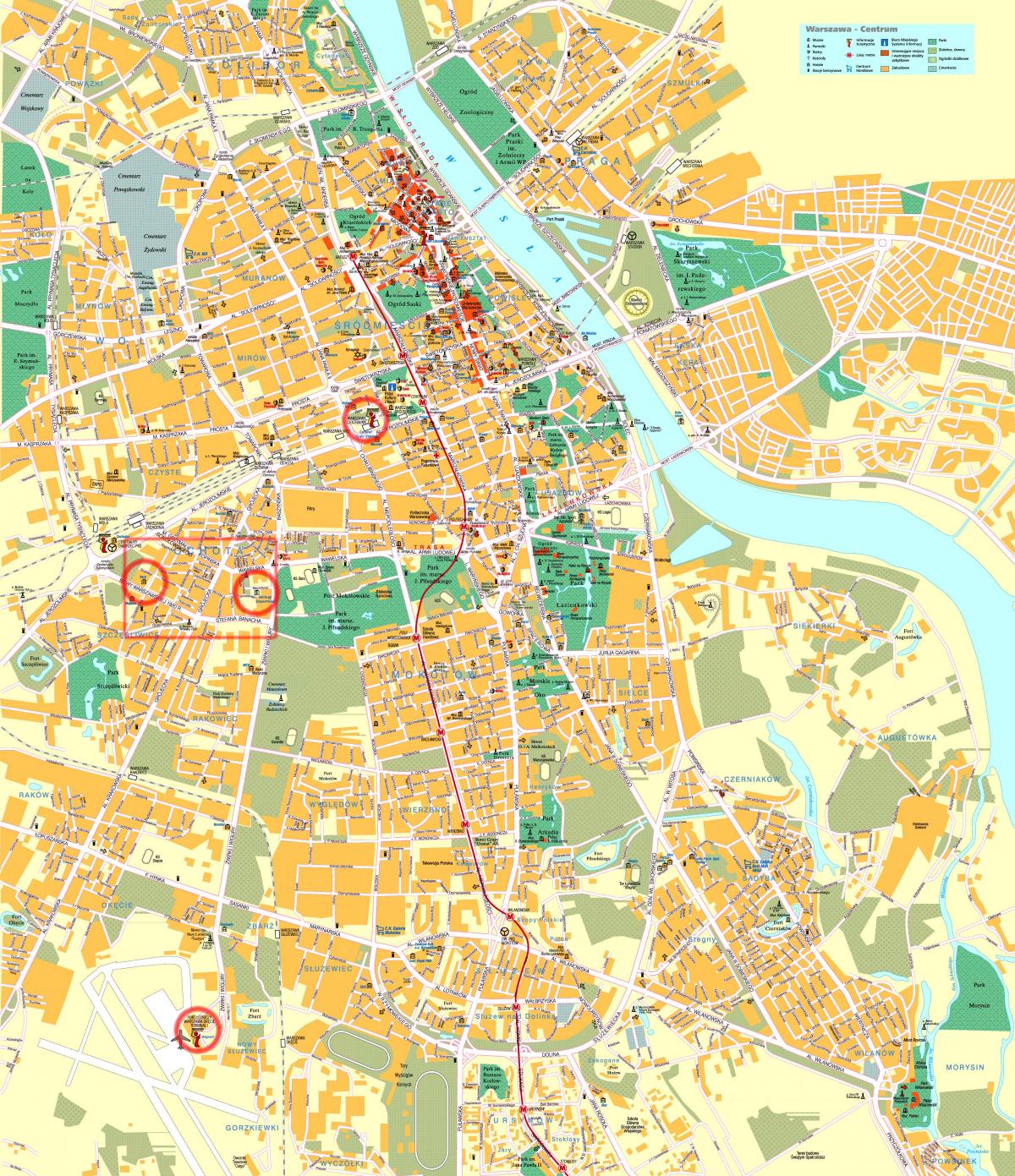 Varşova sokak haritası şehir merkezi