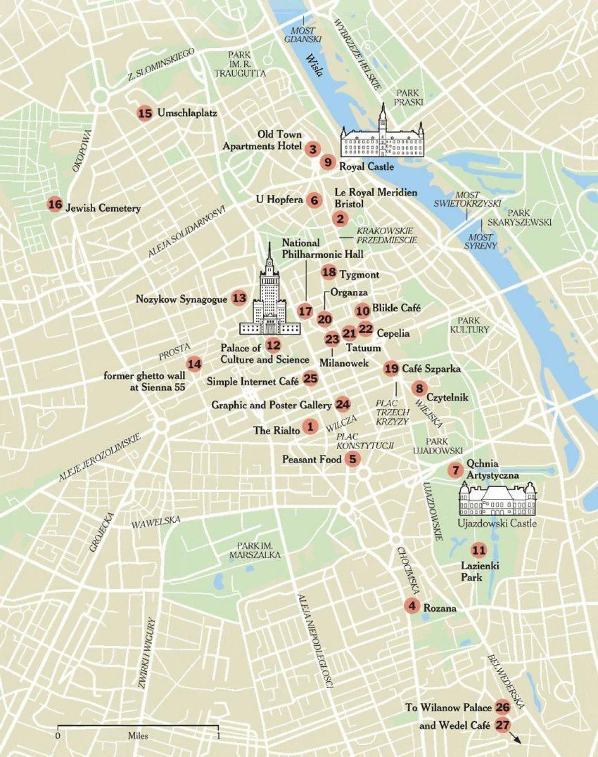 Varşova haritası yürüyüş turu 