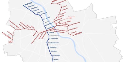 2016 Varşova haritası metro 