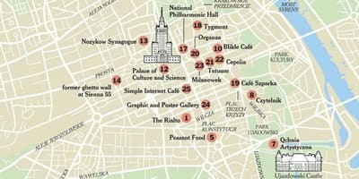 Varşova turistik haritası 